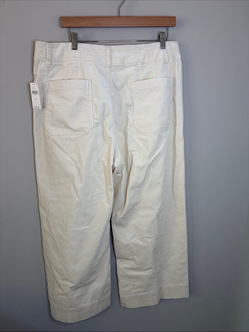 Maeve Anthropologie The Colette Pants Ivory High Rise Cropped Corduroy Sz 34 NEW - Picture 8 of 13